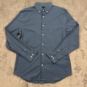 Express 1MX Slim Dress Shirt Mens M Blue Button Down Stretch Cotton NWOT